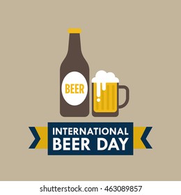 International Beer day vector illustration in flat style