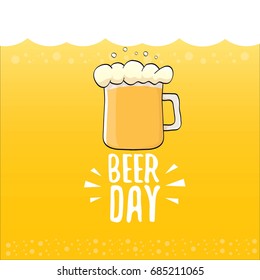 international beer day vector label on orange background. happy beer day vector graphic poster.