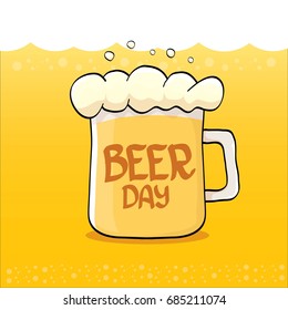 international beer day vector label on orange background. happy beer day vector graphic poster.