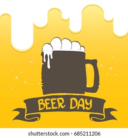 international beer day vector label on orange background. happy beer day vector graphic poster.