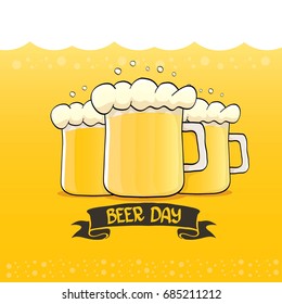 international beer day vector label on orange background. happy beer day vector graphic poster.