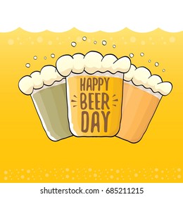 international beer day vector label on orange background. happy beer day vector graphic poster.