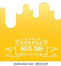 international beer day vector label on orange background. happy beer day vector graphic poster.