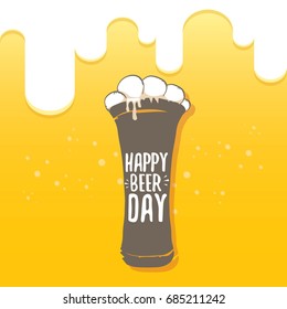 international beer day vector label on orange background. happy beer day vector graphic poster.