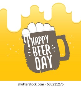 international beer day vector label on orange background. happy beer day vector graphic poster.