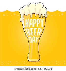 international beer day vector label on orange background. happy beer day vector graphic poster.