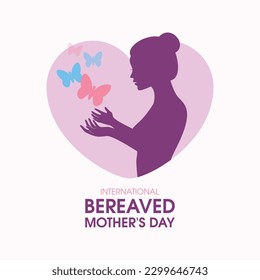 International Bereaved Mother's Day vector illustration. Mother who have lost a child graphic design element. Hands with pink and blue butterflies icon vector. Miscarriage and pregnancy loss symbol