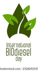 International Biodiesel Day. August 10. The concept of the holiday. Template for background, banner, postcard, poster with text inscription. Vector illustration of biofuels. A drop with a plant