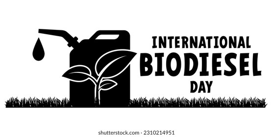 International biodiesel day. Cartoon gasoline, jerrycan with handle. Canisters or jerry can symbol. Fuel tank for transporting and storing petrol. Can jerrycan, canister, Motor oil. Gas pump nozzle.