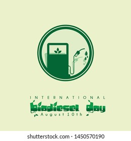 International Biodiesel Day Vector Design which is celebrated on 10th of August with the design concept of a gas station with leaf images