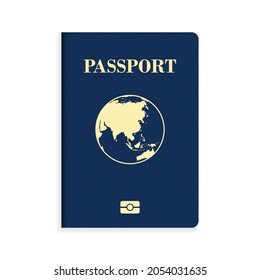 International biometric blue passport isolated on white background
