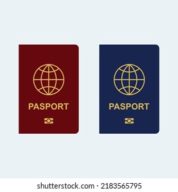 International biometric passport cover page. Blue top page of a citizen ID document. Vector