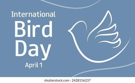 International Bird Day. April 1. Ecological holiday. Bird conservation concept. Horizontal vector banner, greeting card, poster, flyer.
