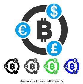 International Bitcoin Collaboration flat vector icon. Colored international bitcoin collaboration gray, black, blue, green pictogram versions. Flat icon style for application design.