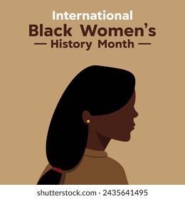 International Black Women's History Month. A woman wearing a dark yellow shirt with her hair tied up. Great for cards, banners, posters, social media and more. 