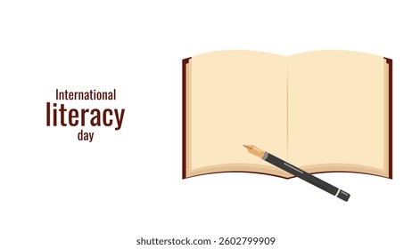 International Book Day literacy day Read education. Pencil on page of book. Educational layout design of promotional materials for website social networks and blog. Vector illustration.