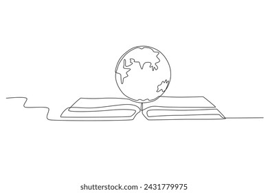 International Book Day. World book day one-line drawing