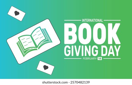 International Book Giving Day background template. Perfect for banners, cards, posters, and social media .Vector design with text inscription and classic color for a professional look