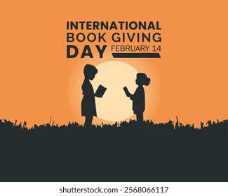  International book giving day banner design. February 14. Holiday concept. Template for background, banner, card, poster with text inscription.