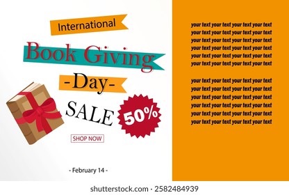 International Book giving day sale banner. 