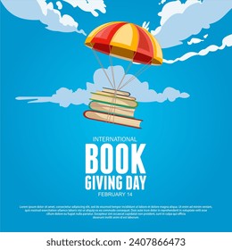 International Book Giving Day vector illustration. February 14. This illustration can be used as a background for banners, cards, posters with text.