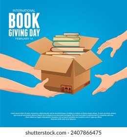 International Book Giving Day vector illustration. February 14. This illustration can be used as a background for banners, cards, posters with text.