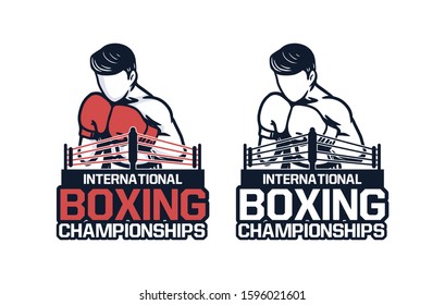 international boxing championships logo design tournament emblem sign badge t shirt design poster
