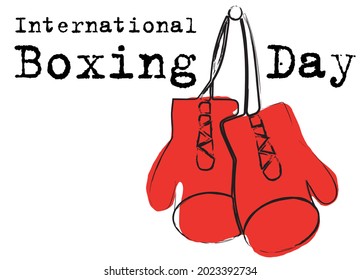 
International Boxing Day. Baner with holiday congratulations and red boxing gloves