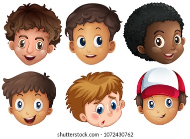 International Boy Facial on White Background illustration