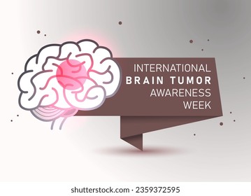 International Brain Tumor Awareness Week. Paper sign. Medical vector illustration. Health care. Brain