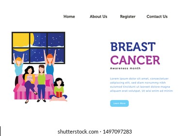 International Breast Cancer Awareness Month Landing Page Templates with Strong women of all skin of the world