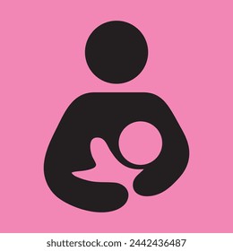 The international breastfeeding symbol.World Breastfeeding Day, Social Media.mother feeding newborn baby icon, feed breast,Pointer. Private space for mother and baby.lactation room ,vector design sign