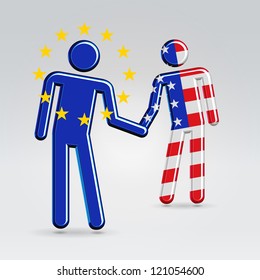 International business between USA and EU collaboration concept illustration