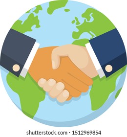International Business Concept Art. Two Hands Shaking for Partnership