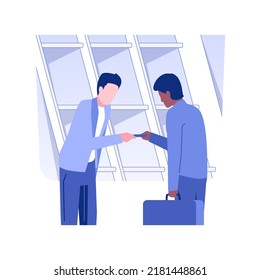 International business etiquette isolated concept vector illustration. Multiethnic business people greeting, international working travel, cultural barriers, partnership idea vector concept.