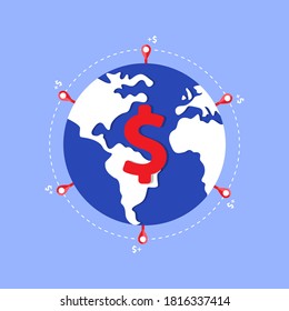 International Business Expansion Concept Illustration Flat Design Icon Vector Illustration, Simple And Modern Style Graphic Elements For Website, Web Pages, Templates, Info Graphic, Web Banners