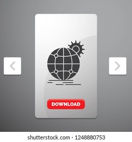 international, business, globe, world wide, gear Glyph Icon in Carousal Pagination Slider Design & Red Download Button