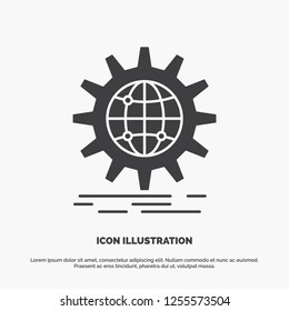 international, business, globe, world wide, gear Icon. glyph vector gray symbol for UI and UX, website or mobile application