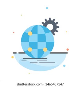 international, business, globe, world wide, gear Flat Color Icon Vector. Vector Icon Template background