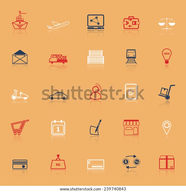 International business line icons with reflect,\
stock vector