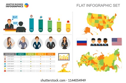International business percentage charts template for presentation. Business data. Abstract elements of diagram. Schedule, management, finance or statistics creative concept for infographic.