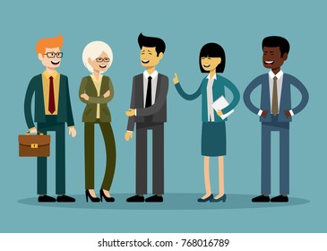 International business team, office workers. Vector illustration