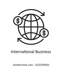 International Business Vector Outline Icon Design illustration. Business and Finance Symbol on White background EPS 10 File