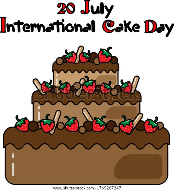 国際ケーキデー 7月20日 ケーキの中に刻まれた絵の平らなイラスト グリーティングカード ポスター バナーに適しています 焼く 料理する ホリデーのコンセプト のベクター画像素材 ロイヤリティフリー 1765207247