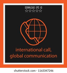international call, global communication vector icon