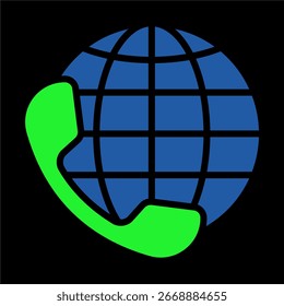 Icono de llamada internacional, Ilustración vectorial de icono de comunicación sobre fondo negro