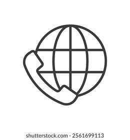 International call, icon in line design. International, call, phone, global, communication, mobile, connection on white background vector. International call editable stroke icon