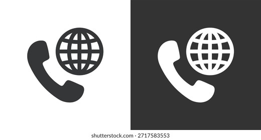Icono de Llamada Internacional. Icono de la serie de glifos sólidos