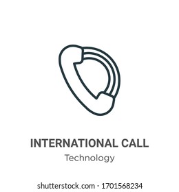 International call outline vector icon. Thin line black international call icon, flat vector simple element illustration from editable technology concept isolated stroke on white background