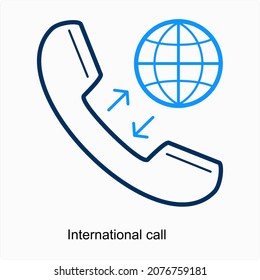 International call or Phone Call Icon Concept